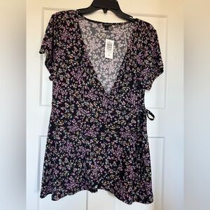 Torrid Floral Wrap Blouse